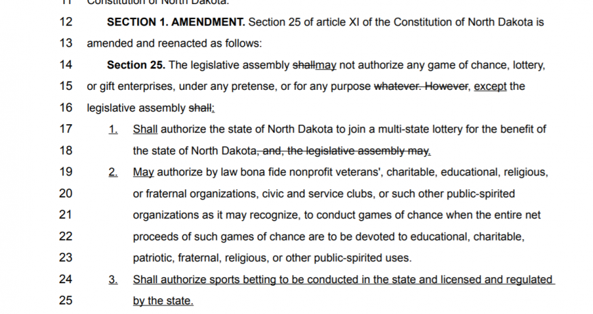 Section 25 or article Xl North Dakota